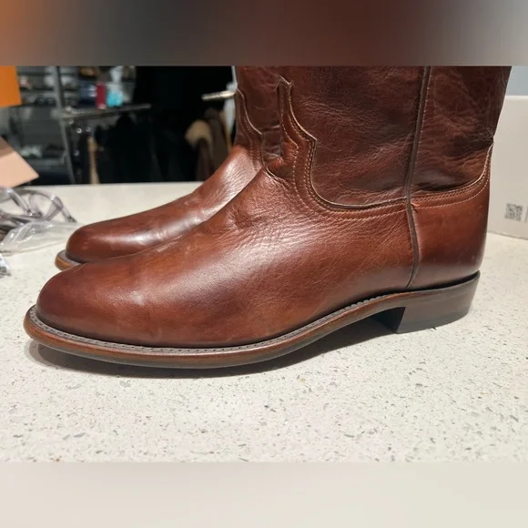 Lucchese sunset roper tan ranch brown leather western boots size 11 2 E - Picture 6 of 11